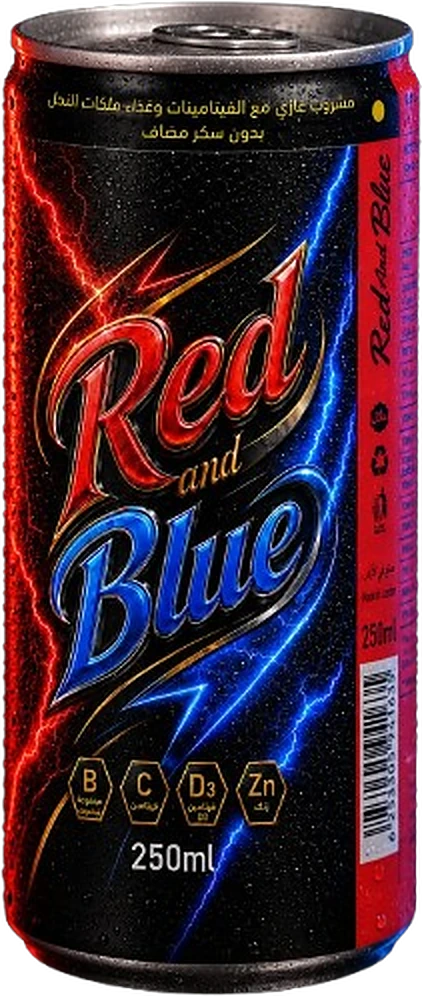 RED AND BLUE Carbonated Drink with Royal Jelly & Vitamins, 250ml pack